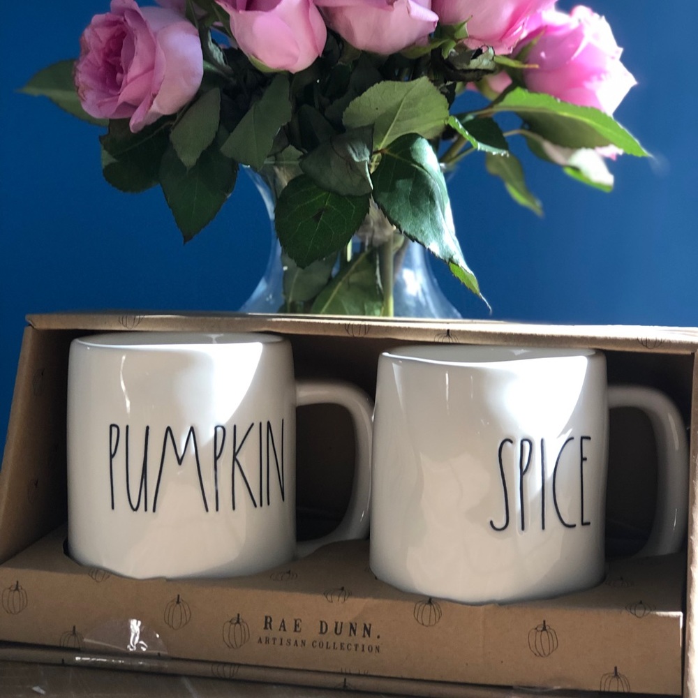 RAE Dunn Pumkin Spice mug set.